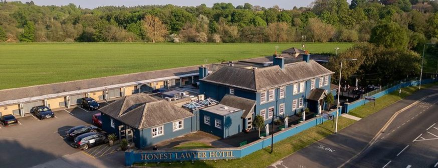 Aerial view of The Honest Lawyer Hotel, a recommended hotel near Durham